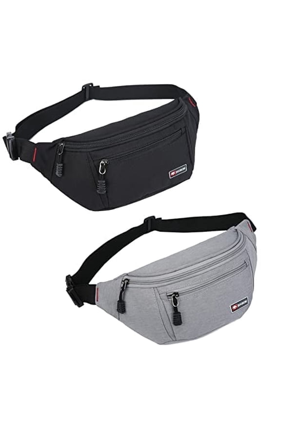 Universal for men and women, water-resistant sports waist bag, travel hiking running waist pack - 2 pieces set