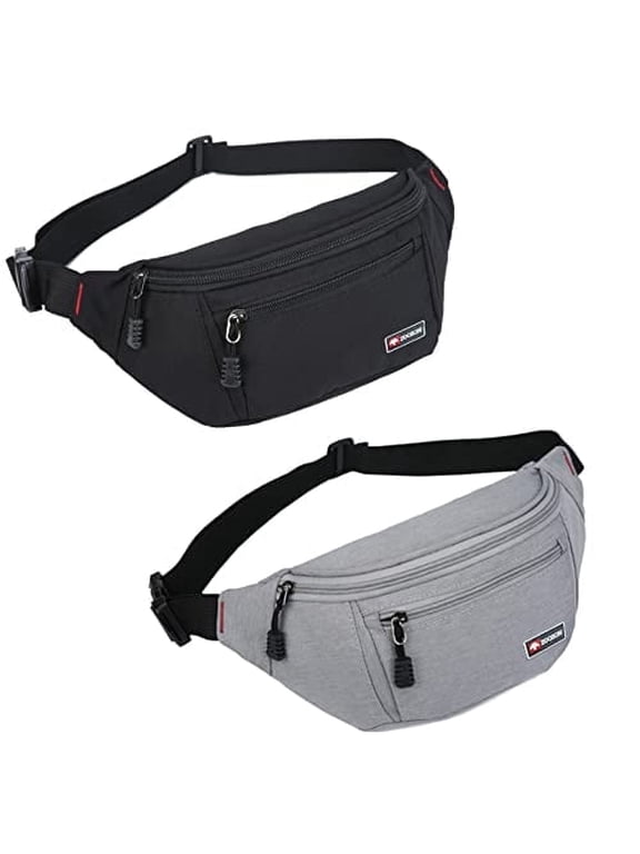 Universal for men and women, water-resistant sports waist bag, travel hiking running waist pack - 2 pieces set