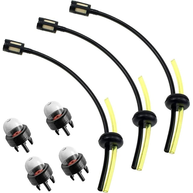 Universal fuel hose and primer bulb kit (3 hoses and 4 primer bulbs) for brush cutter carburetor