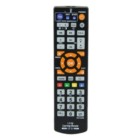 Universal learning remote control, copies codes from original IR remotes, 42 keys with permanent memory, 186mm size, works with TV DVD VCD and audio systems