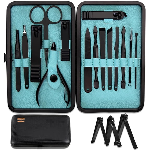 Universal men's and women's manicure set, 15-piece manicure toolkit, including nail clippers or nail set
