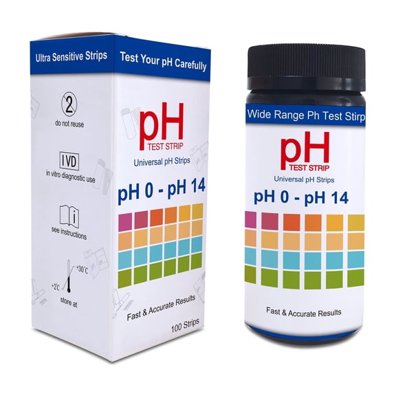 Universal pH Test Strips 0-14, Quick Reliable pH Testing Kit for Food, Soap Making & Kombucha, 100ct Litmus Paper pH Test Strips for Liquids, Drinking Water, Aquarium, Pool, Hot Tub, Spa