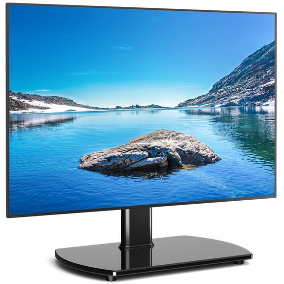 Universal rotating TV stand, suitable for 27-50/55/60 inch TVs, height adjustable desktop TV stand, load capacity up to 88 lbs, column-style TV stand with tempered glass base, replaceable TV stand.