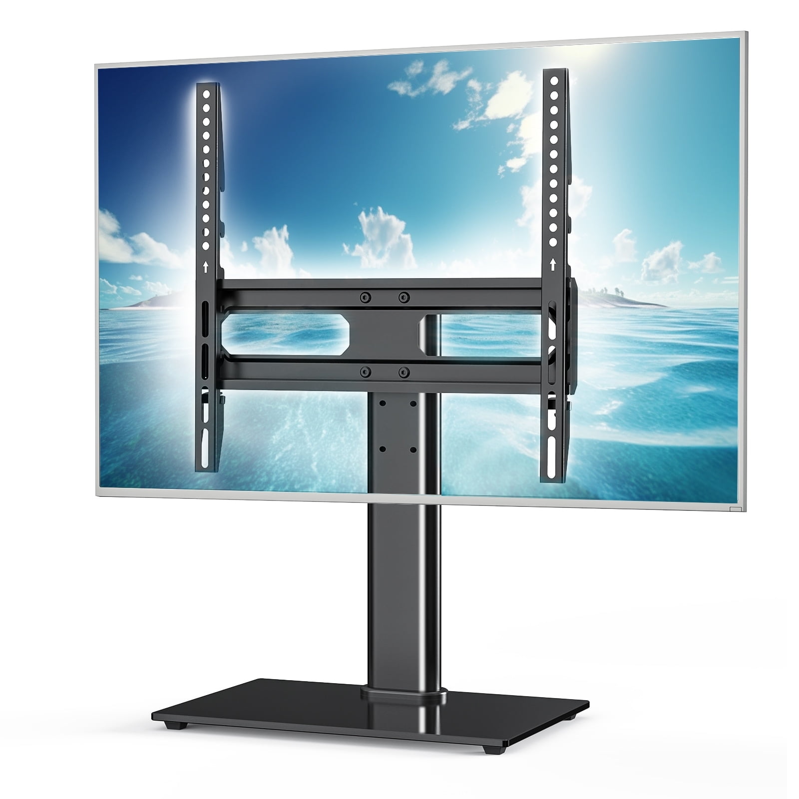 Black Adjustable Height Universal Rotating TV Stand