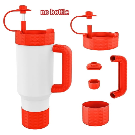 Universal Silicone Accessory Set for Mug -5-Piece Protective Gear, Dustproof, Waterproof, Anti Drop And Shock-Absorbing Design-Solid Color Version, Suitable for Outdoor Activities, Straw Holes