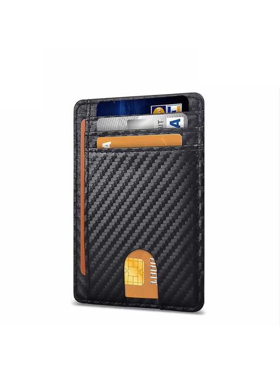 Universal simple front-pocket RFID shielding leather wallet card holder, suitable for both men and women