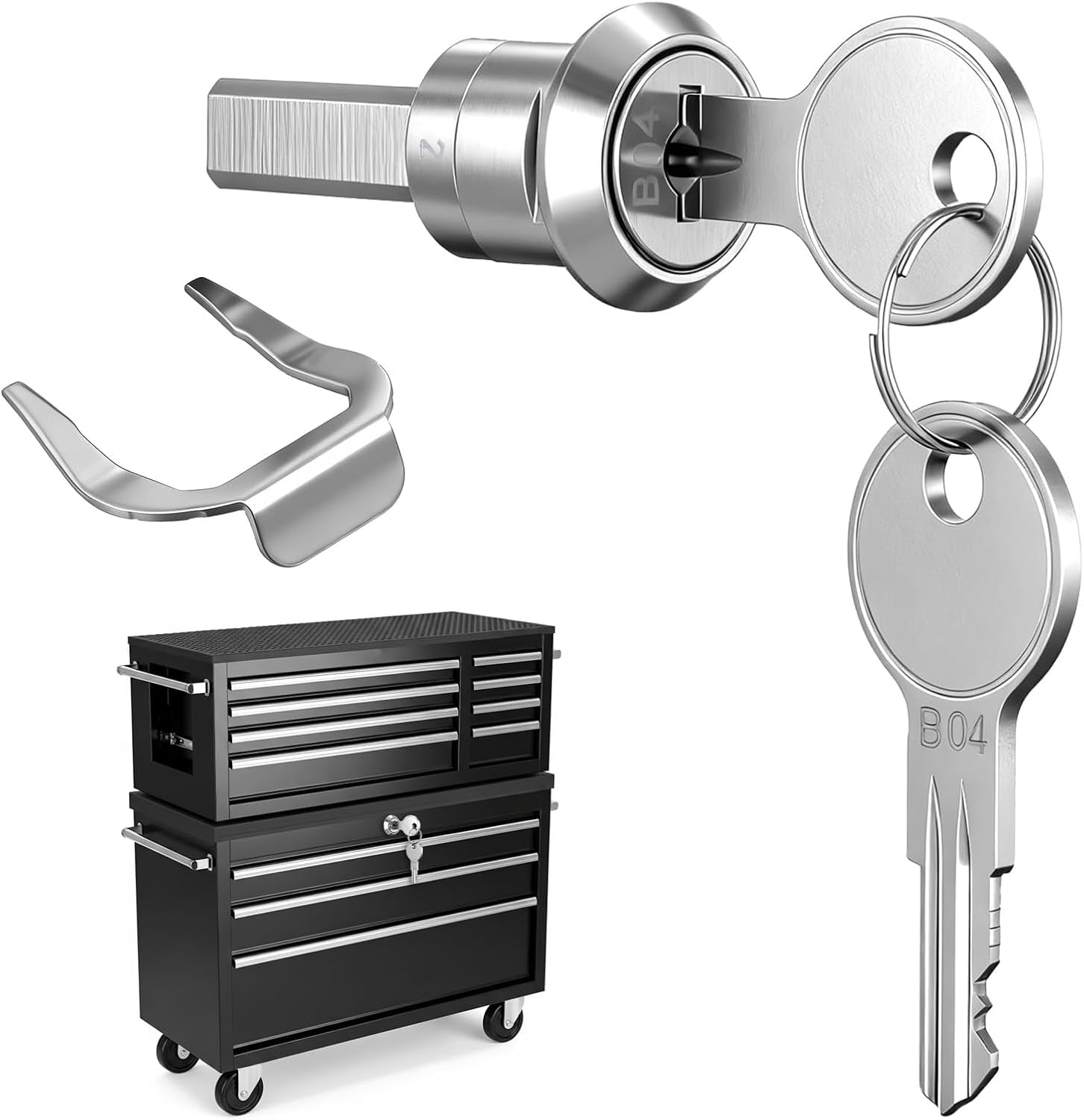 Universal stainless steel kitchen cabinet insert联动 drawer lock silver ...