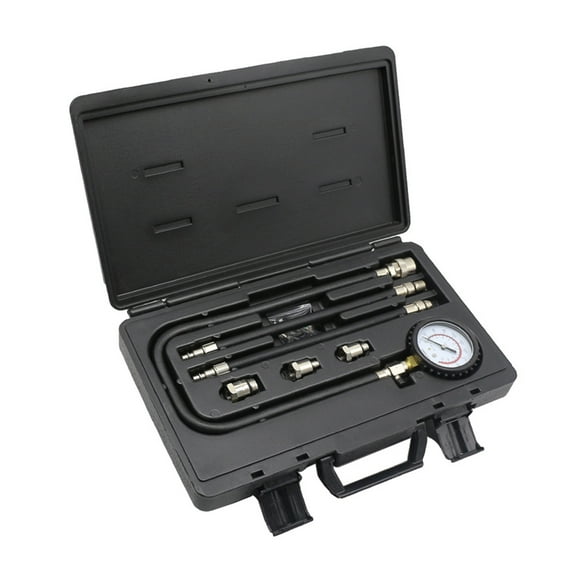 Universally Gasolines Engine Compression Tester With Long Reaches Hoses & Adapters Protective Storage Box