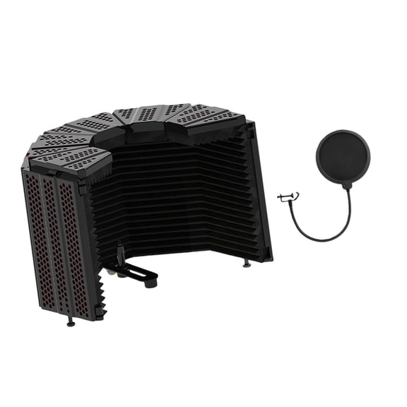 Universally Microphone Noise Isolation Booth 5Panel Easy Setups Without Tools Compatible for Most Mics Models