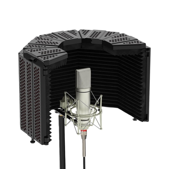 Universally Microphone Noise Isolation Booth 5Panel Easy Setups Without Tools Compatible for Most Mics Models