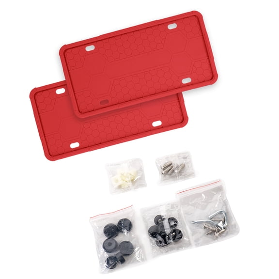 Universally Weatherproof Soft Silicone Car License Plate Rack Holder 2 Pieces Set Includes Mounting Hardware for US Models 2Pcs