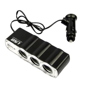 Universals 12V/24V Car Cigarettes Lighter Splitter Adapters Expands to 3 Sockets and 1 USB Port for Charging Multiple Electronic Devices