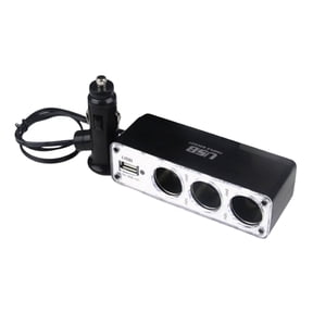Universals 12V/24V Car Cigarettes Splitter Adapters Expands to 3 Sockets and 1 USB Port for Charging Multiple Electronic Devices