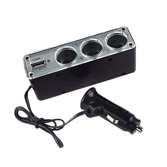 Universals 12V/24V Car Cigarettes Splitter Adapters Expands to 3 Sockets and 1 USB Port for Charging Multiple Electronic Devices
