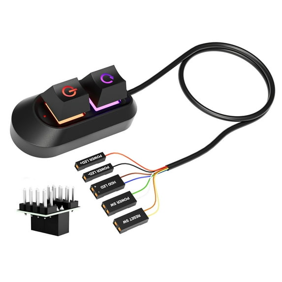 Universals Desktop Computer External Power Control Button With Splitter Cable And Adapter For Easy PC Setups
