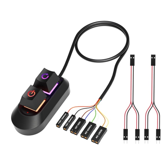 Universals Desktop Computer External Power Control Button With Splitter Cable For Easy PC Setups