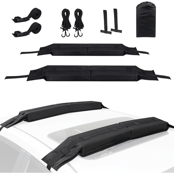 Universals Soft Roof Rack Pads for Kayaks and SUPs - 15ft Straps Hood Loops Storage Bag