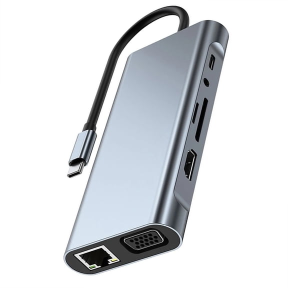 Universals USB C Docking Station 11 Port Aluminum Construction PD3.0 Charging 5Gbps Transfer Speed Card Slots
