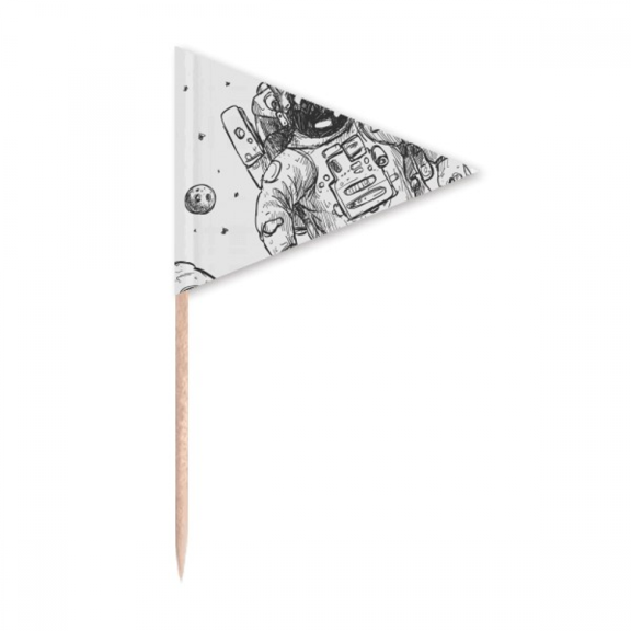Universe Alien Monster Astronaut Toothpick Triangle Cupcake Toppers Flag