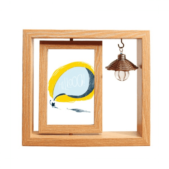 Universe Alien Monster Cat In The Night Wooden Rotating Picture Photo Frame 4x6