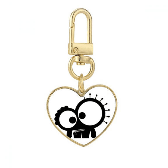 Universe Alien Monster Creature Gold Heart Keychain Metal Keyring Holder