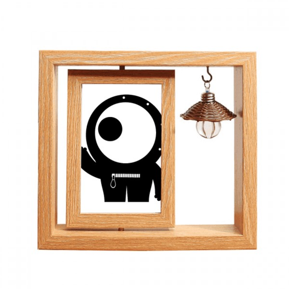 Universe Alien Monster Cyclops Alien Wooden Rotating Picture Photo Frame 4x6