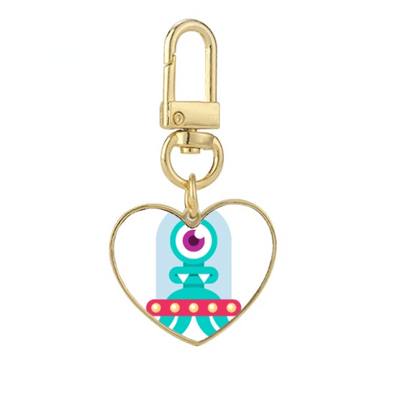 Universe Alien Monster Cyclops Gold Heart Keychain Metal Keyring Holder