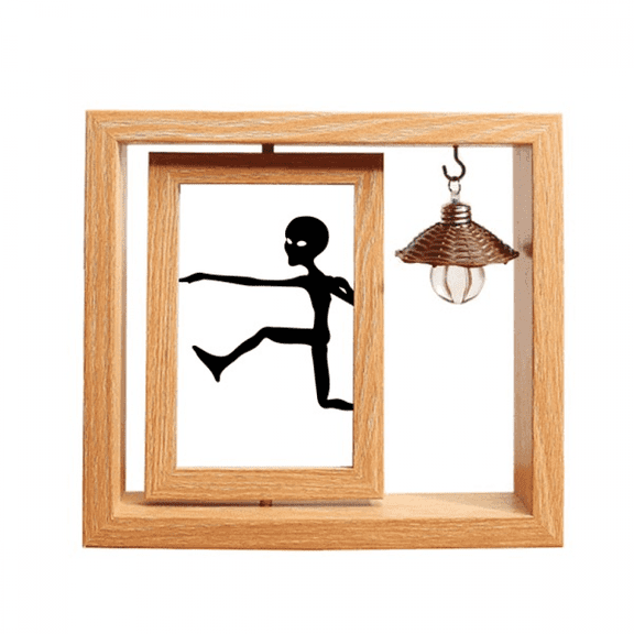 Universe Alien Monster Jumping Alien Wooden Rotating Picture Photo Frame 4x6