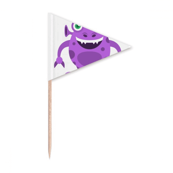 Universe Alien Monster Purple Alien Toothpick Triangle Cupcake Toppers Flag