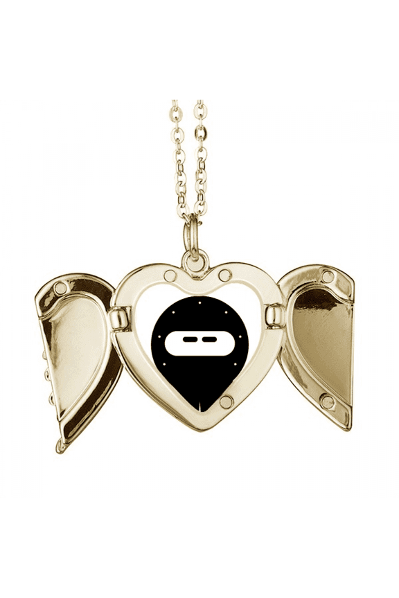 Universe Alien Monster Robot Folded Wings Peach Heart Pendant Necklace