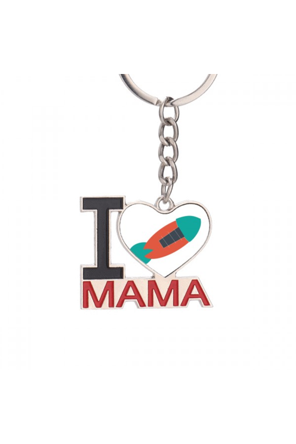 Universe Alien Monster Rocket Keychain Metal Keyring Holder Love MAMA Mother