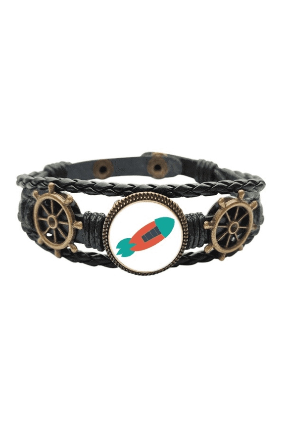 Universe Alien Monster Rocket Leather Braided Ocean Bracelet Wristband