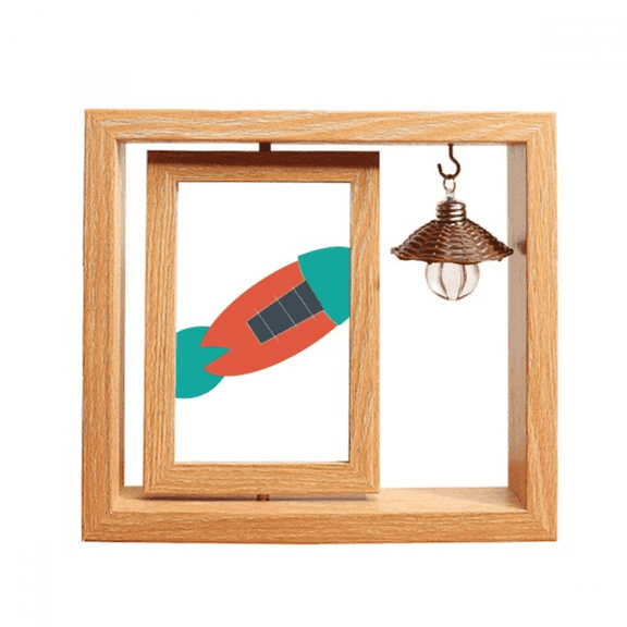 Universe Alien Monster Rocket Wooden Rotating Picture Photo Frame 4x6