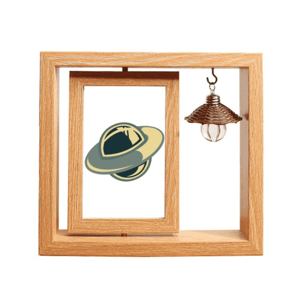 Universe Alien Monster UFO Wooden Rotating Picture Photo Frame 4x6