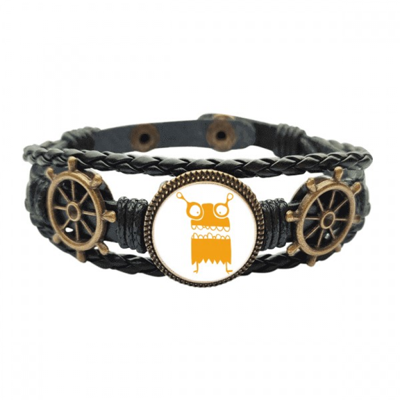 Universe Alien Monster Yellow Creature Leather Braided Ocean Bracelet Wristband