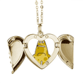 thumbnail image 1 of Universe Alien Monster Yellow Monster Folded Wings Peach Heart Pendant Necklace, 1 of 4