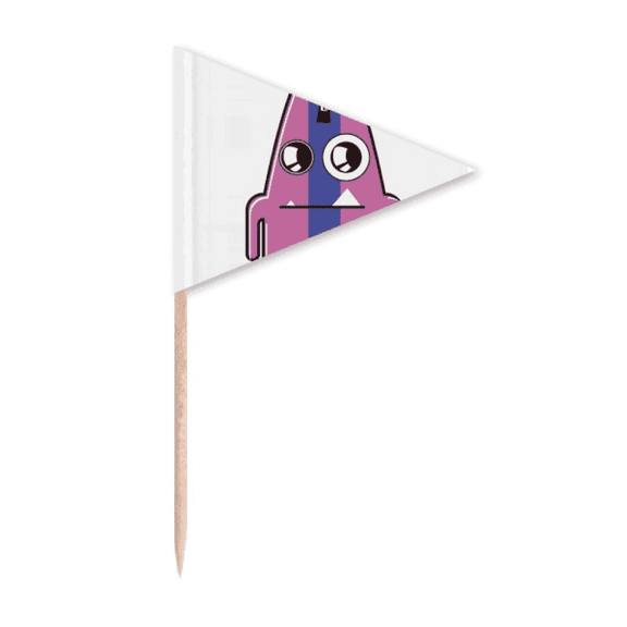 Universe Alien Striped Purple Monster Toothpick Triangle Cupcake Toppers Flag