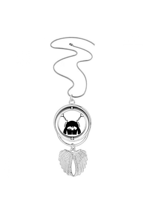 Universe And Alien Alien Sketch Pendant Angel Wings Rotating Necklace Jewelry