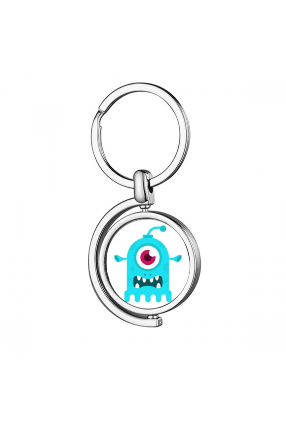 Universe And Alien Blue Cyclops Alien Rotating Keychain Metal Keyring Holder