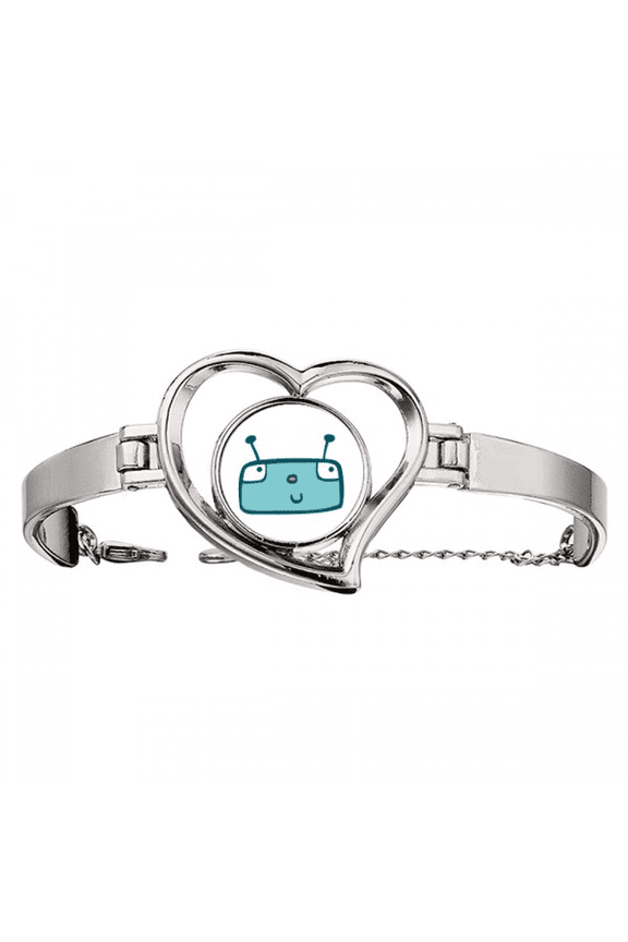 Universe And Alien Blue Robot Bracelet Heart Jewelry Wire Bangle