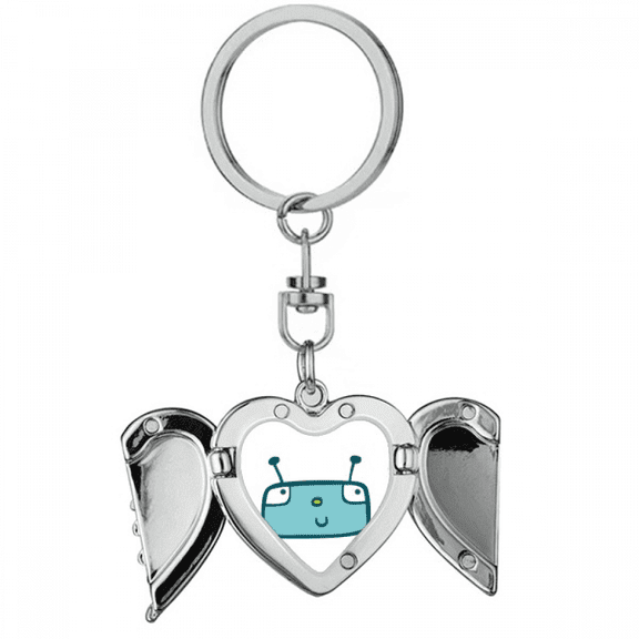 Universe And Alien Blue Robot Heart Angel Wing Key Chain Holder