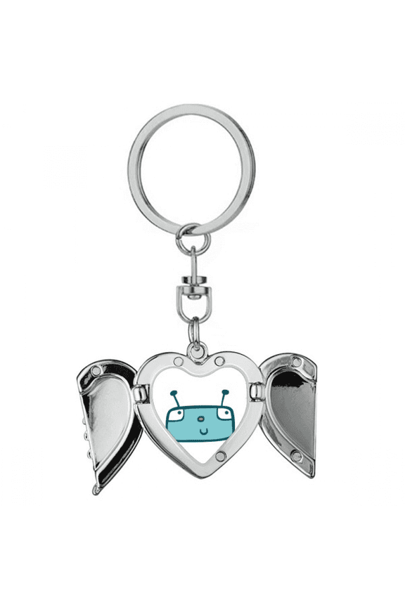 Universe And Alien Blue Robot Heart Angel Wing Key Chain Holder