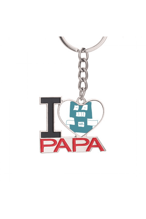Universe And Alien Blue Robot Keychain Metal Keyring Holder Love PAPA Father