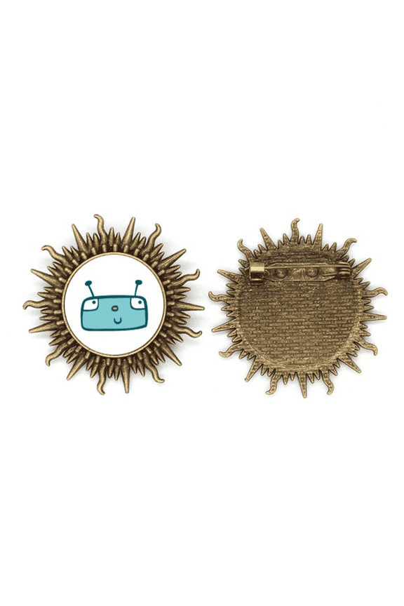 Universe And Alien Blue Robot Metall Sonne Brosche Haken Pin