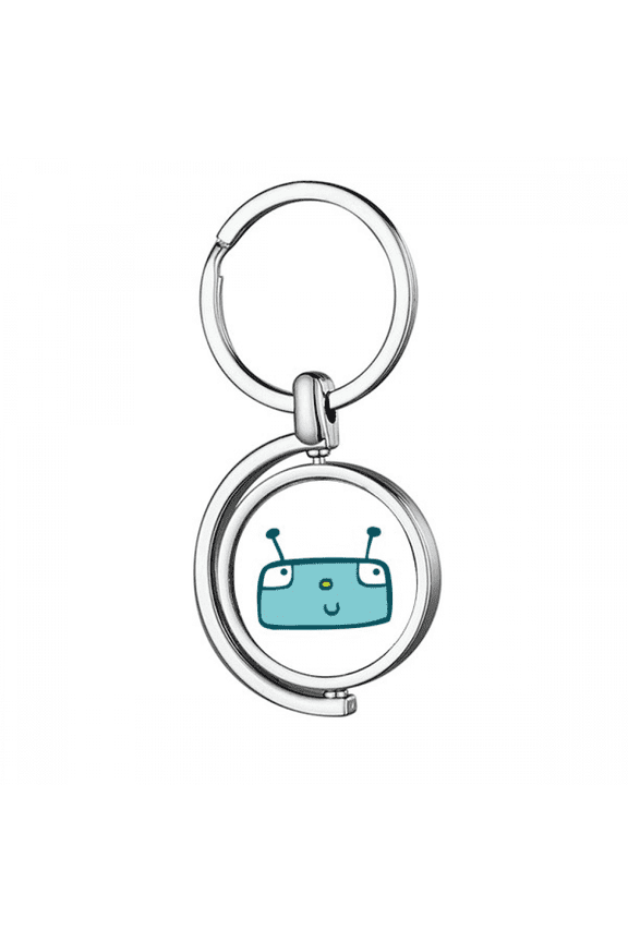 Universe And Alien Blue Robot Rotating Keychain Metal Keyring Holder