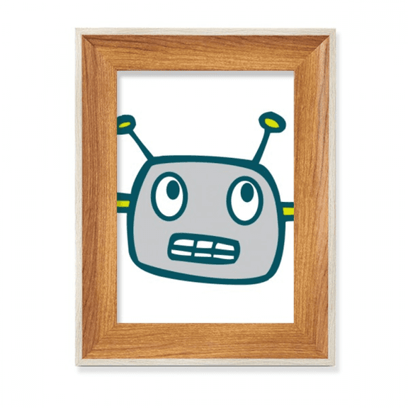 Universe And Alien Gray Robot Desktop Wooden Photo Frame Display Picture Art Painting Multiple Sets