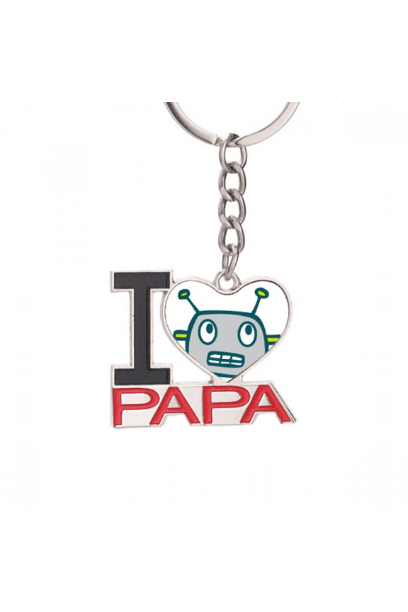 Universe And Alien Gray Robot Keychain Metal Keyring Holder Love PAPA Father