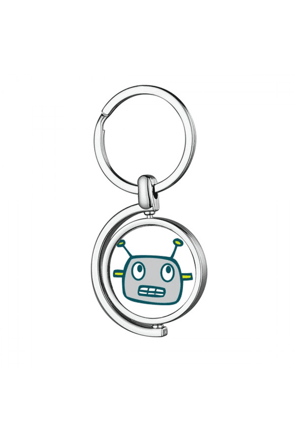 Universe And Alien Gray Robot Rotating Keychain Metal Keyring Holder