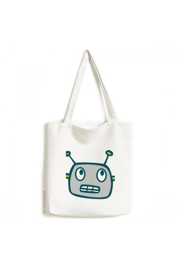 Universe And Alien Gray Robot Tote Canvas Bag Shopping Satchel Casual Handbag