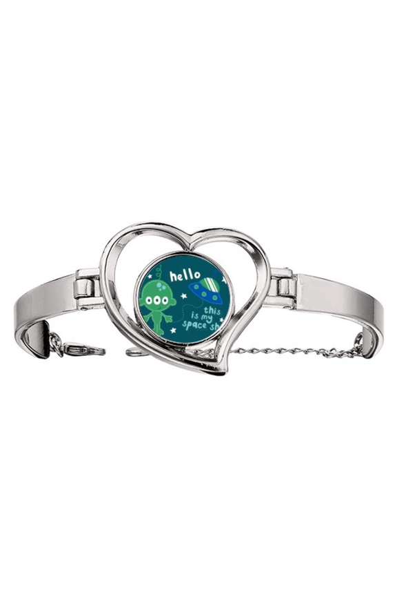 Universe And Alien Hello Alien Bracelet Heart Jewelry Wire Bangle